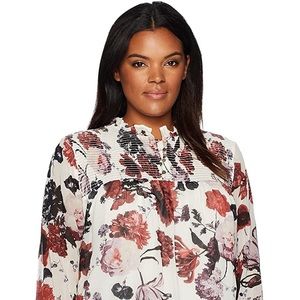 Lucky Brand Floral Smock Neck Top